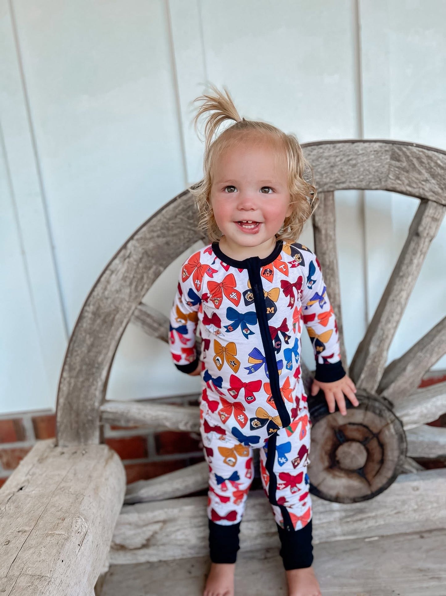 Gameday Bows Double Zippy Romper