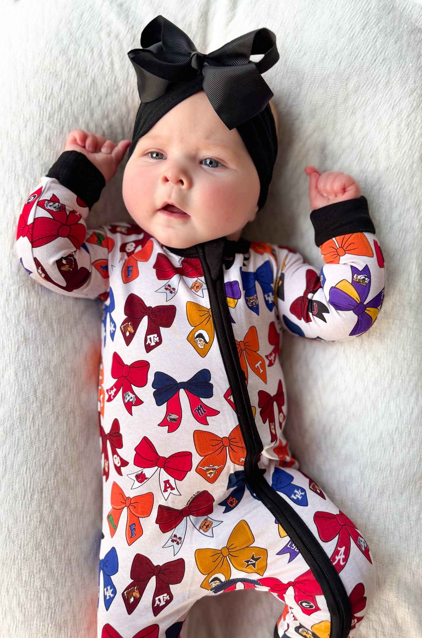 Gameday Bows Double Zippy Romper