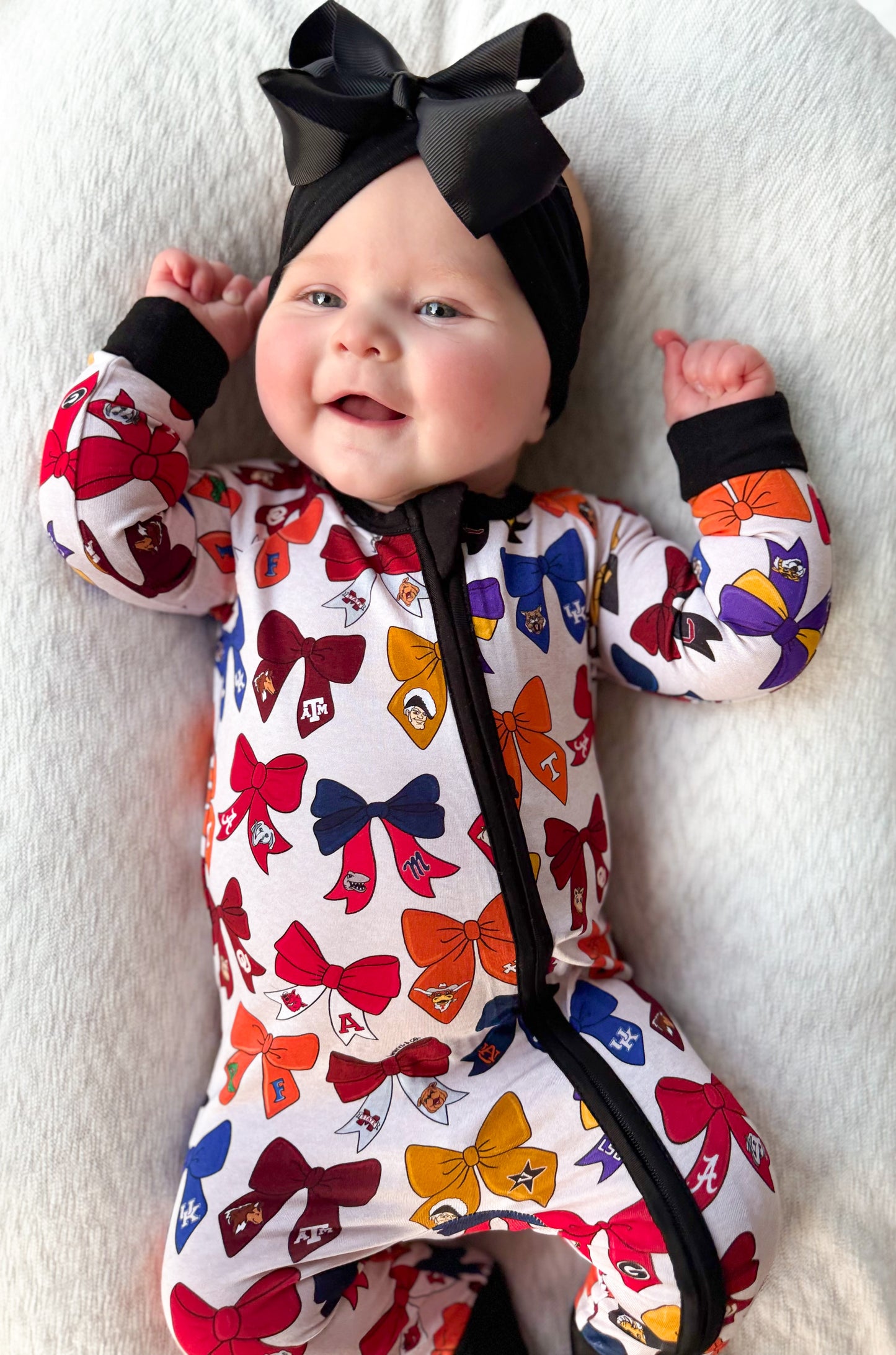 Gameday Bows Double Zippy Romper