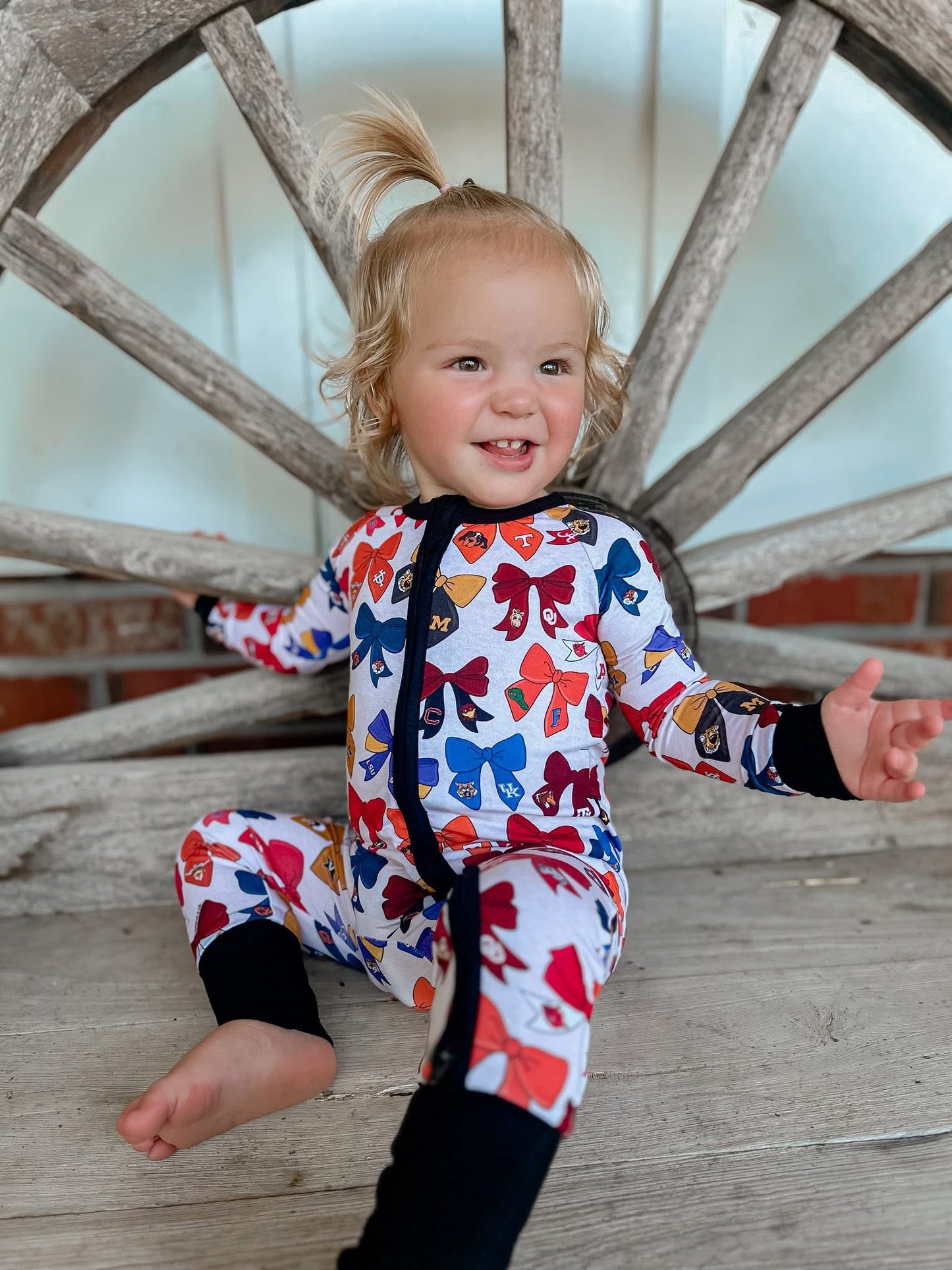 Gameday Bows Double Zippy Romper