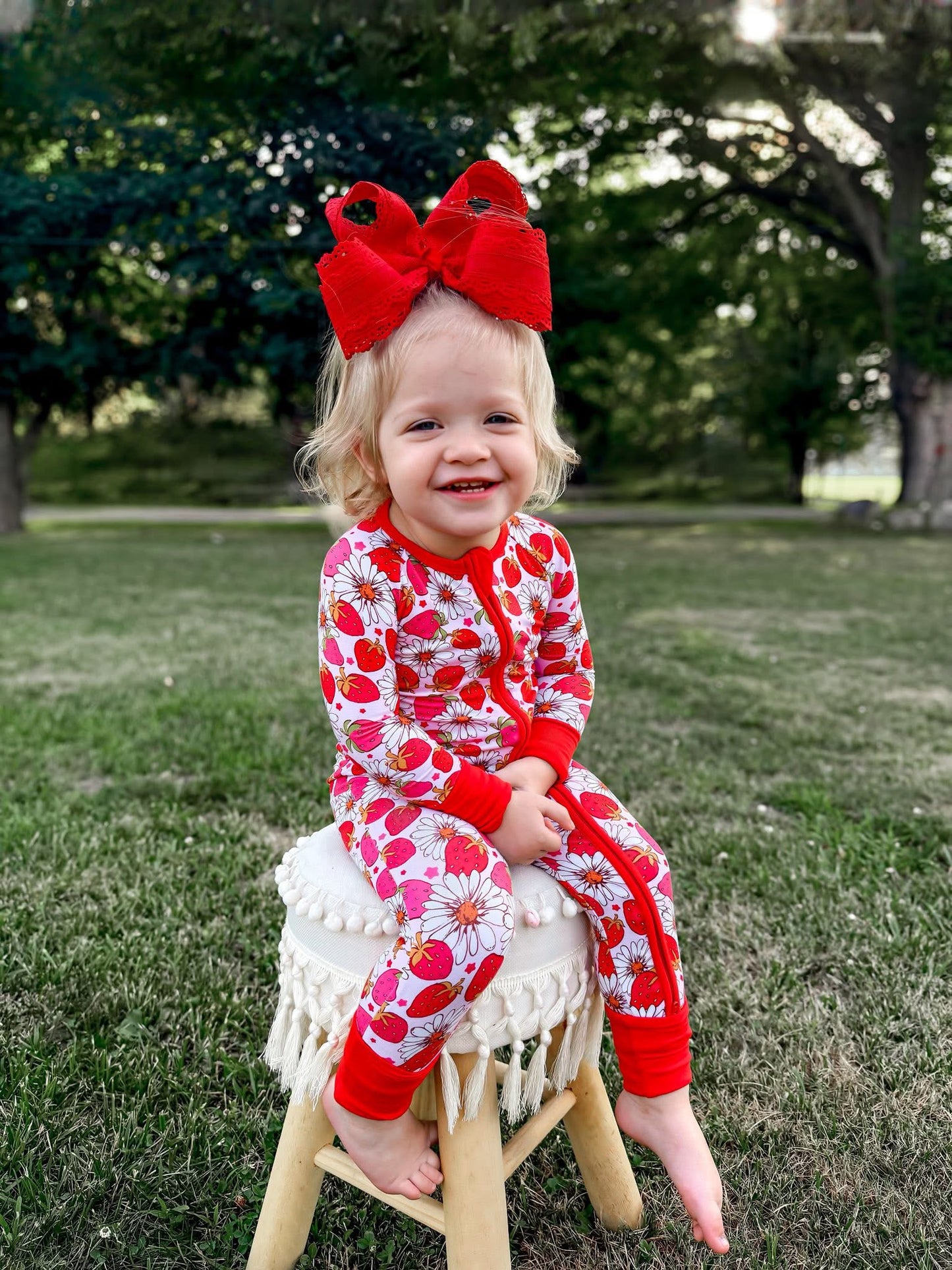 Strawberry Fields Double Zippy Romper
