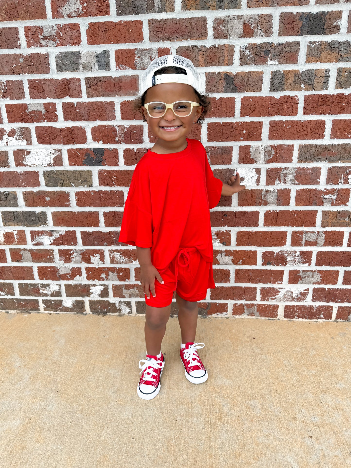 Red Oversized Short Set