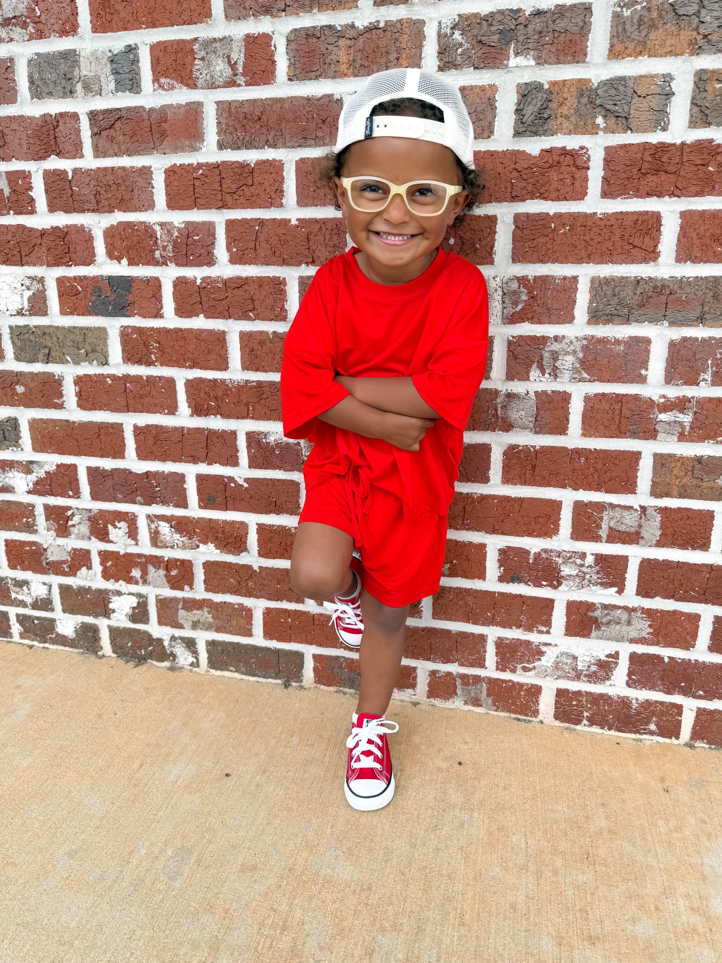 Red Oversized Short Set