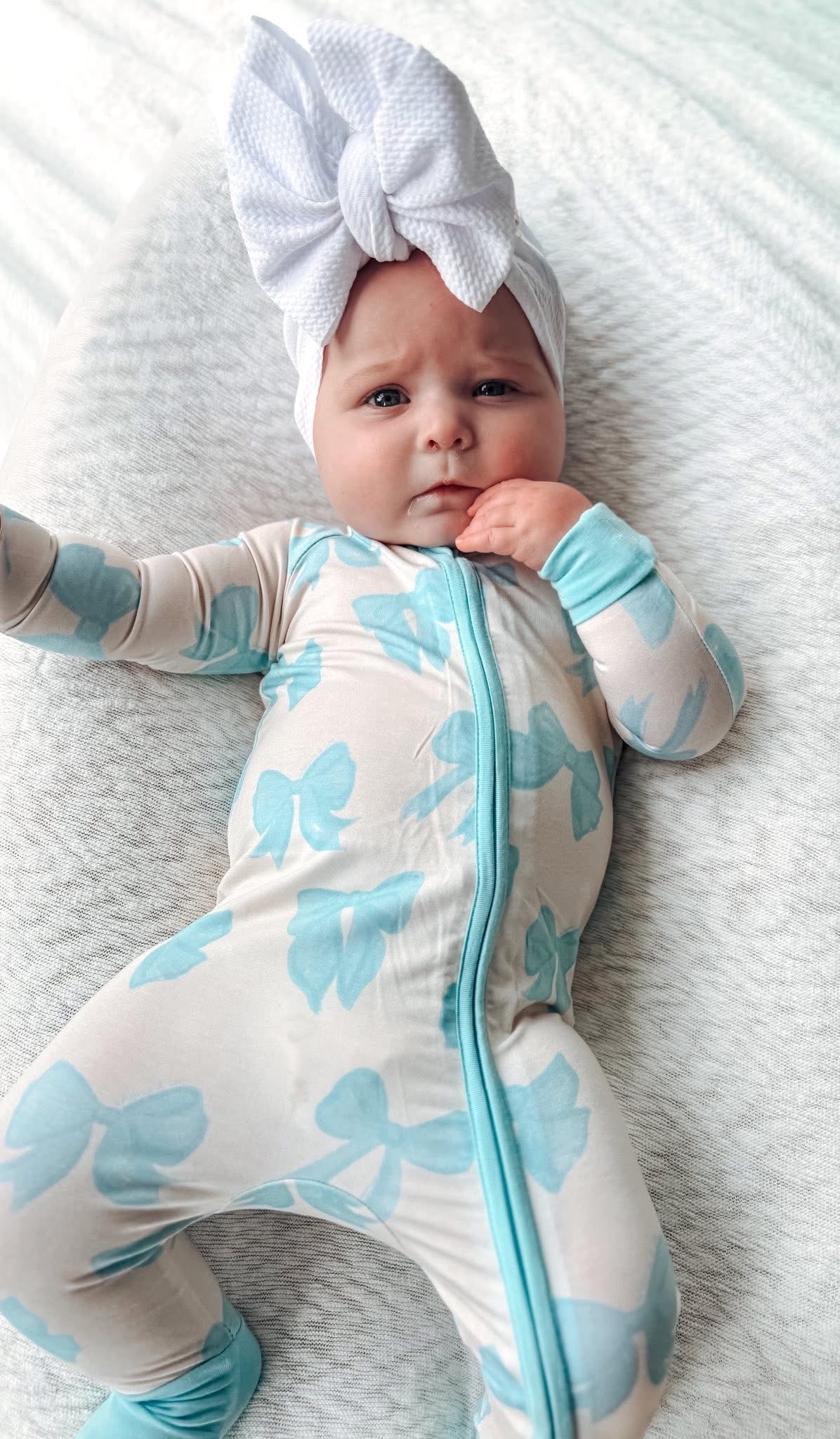 Bronx&Co. Blue Bow Double Zippy Romper