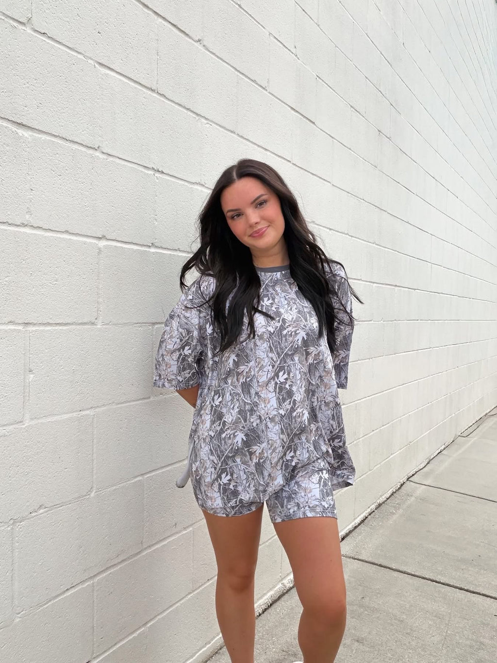 Snow Camo Womens Biker Short Set
