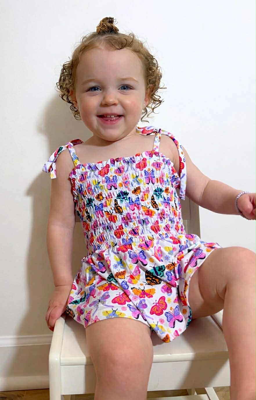 Butterfly Smocked Twirl Romper