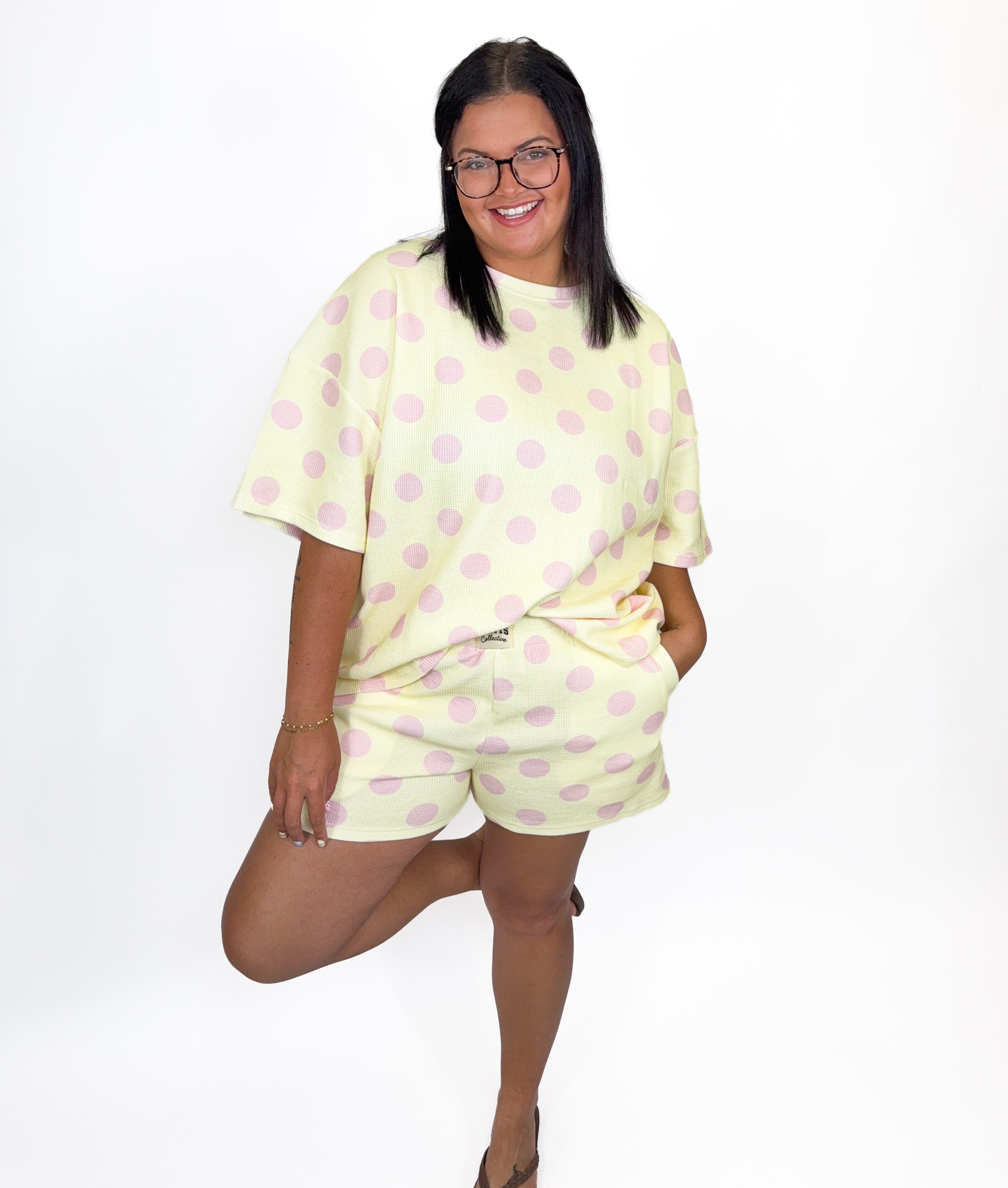 Banana Split Waffle Knit Short Set