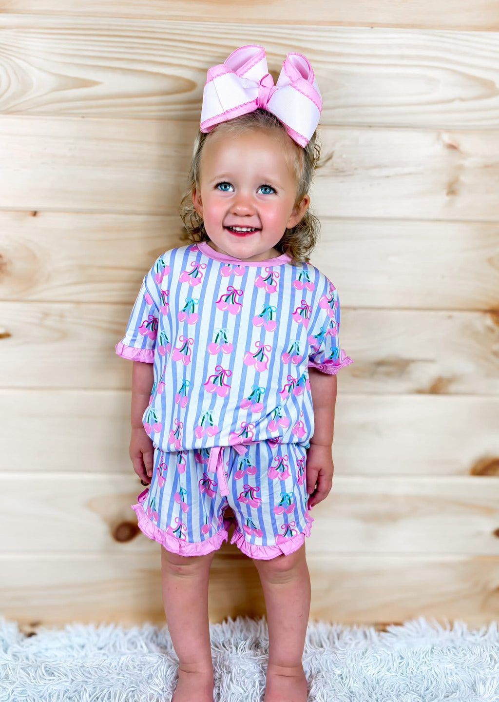 Coquette Cherries Kids Ruffle Short Set