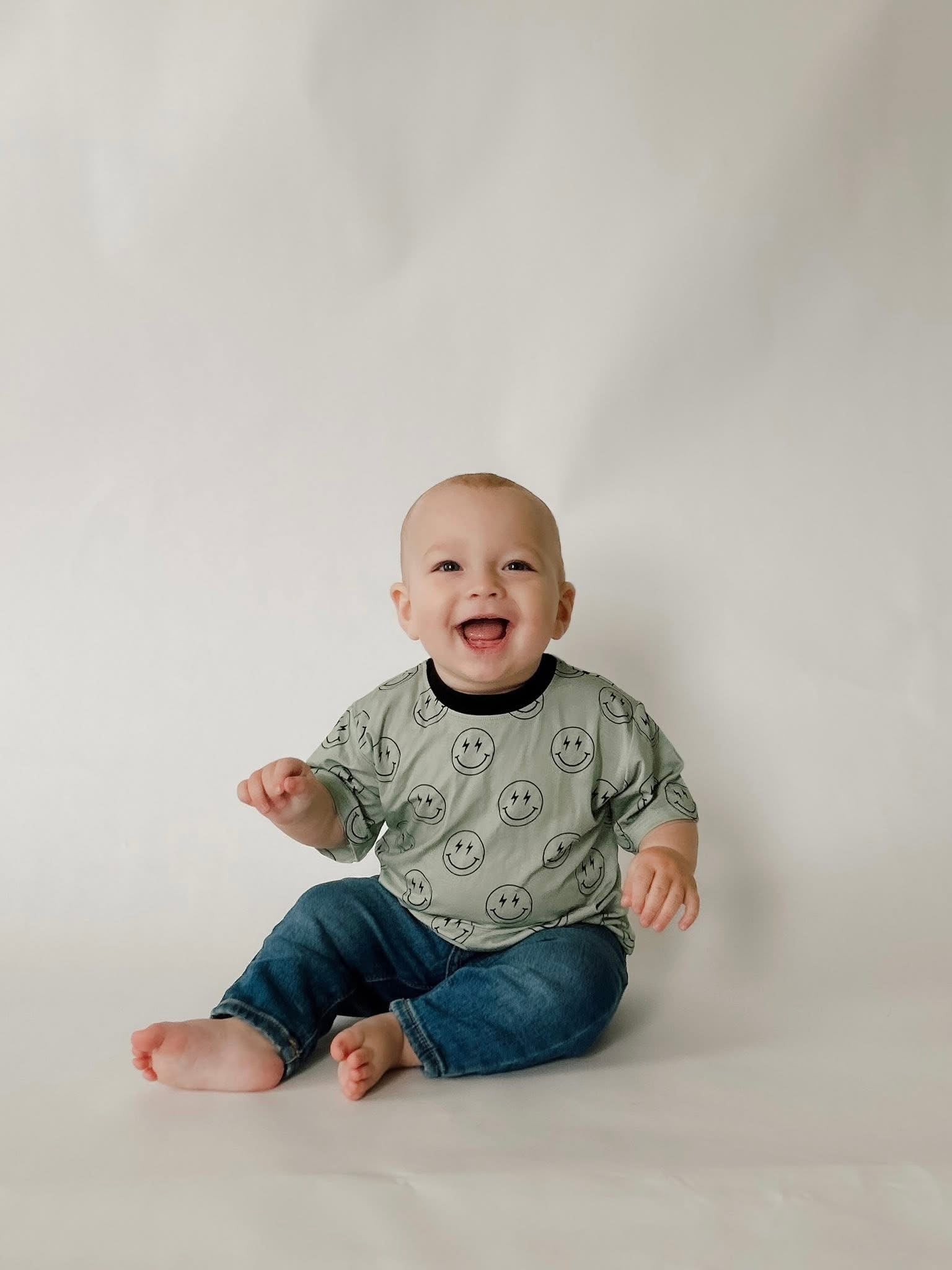 Pistachio Smiley Oversized Scoop Hem Tee