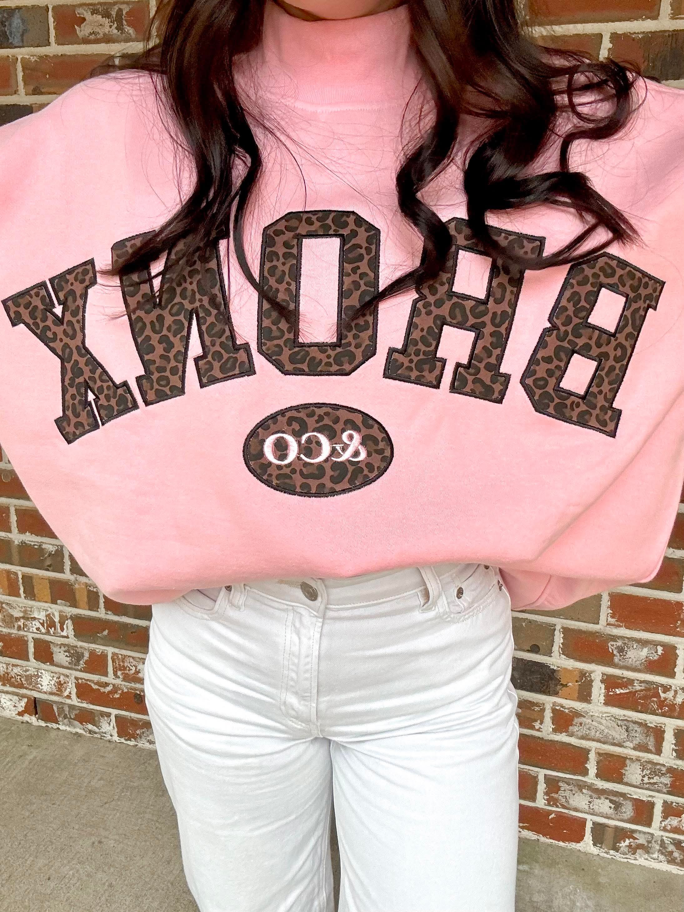 Bronx&Co. Pink and Leopard Mock neck Sweater