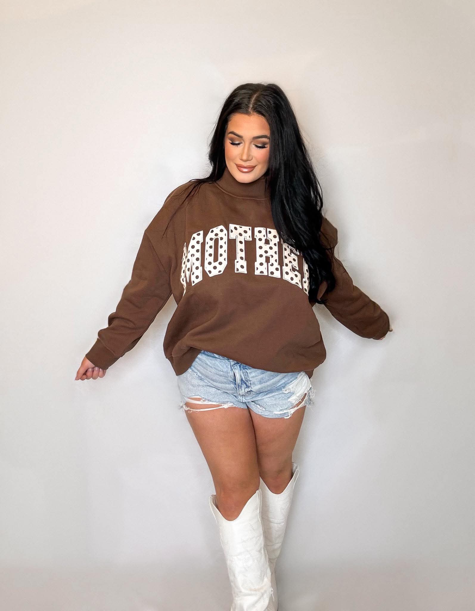 Mother Brown Polka dot Mockneck Sweater