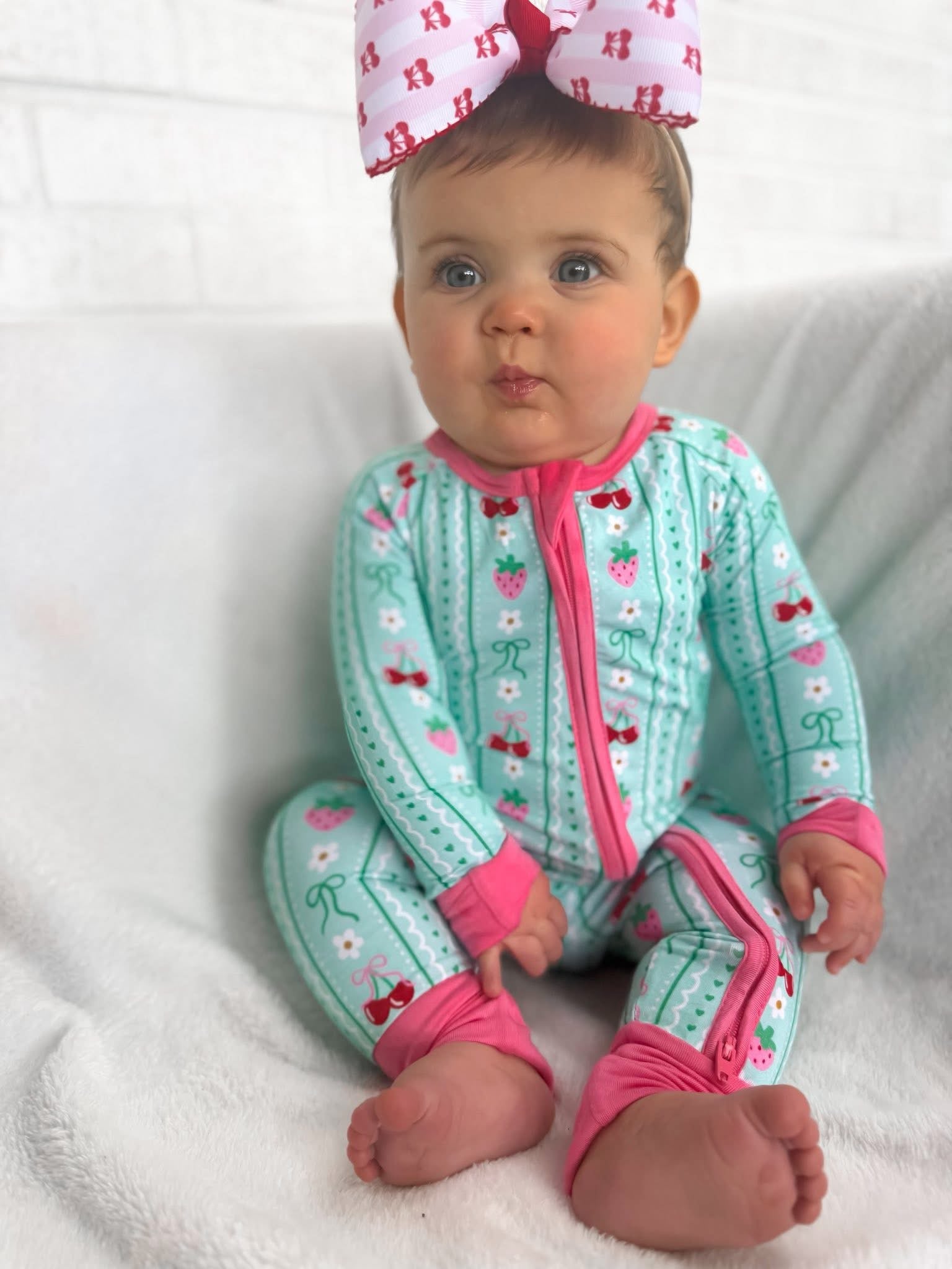 Berry Sweet Bows Double Zippy Romper