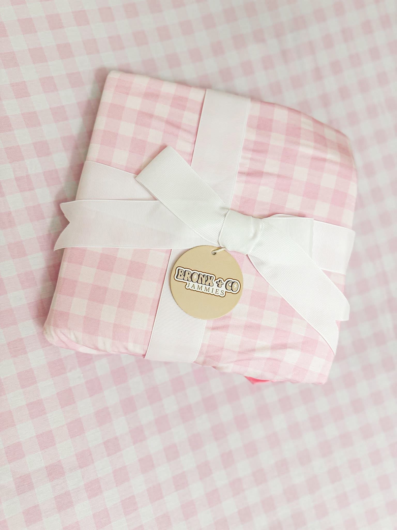 Pink Gingham Ruffle Blanket