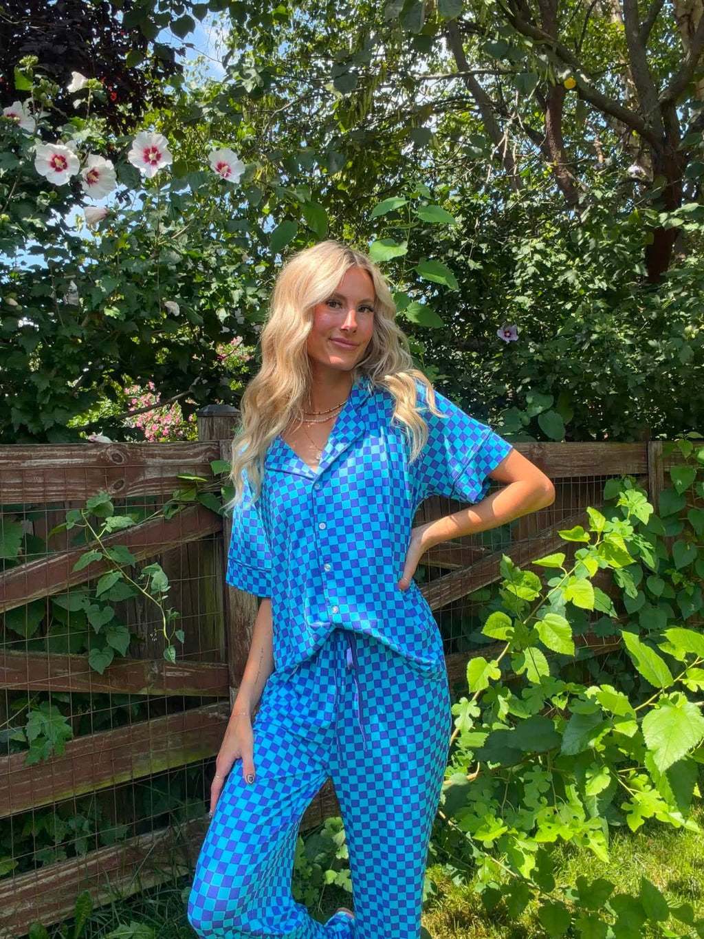 Marine Checks Womens Pant Set