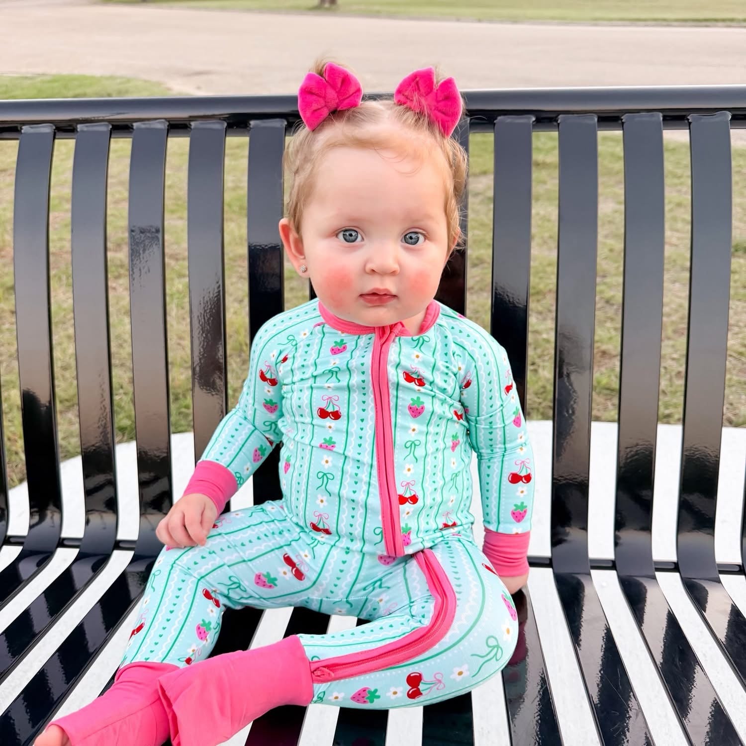 Berry Sweet Bows Double Zippy Romper