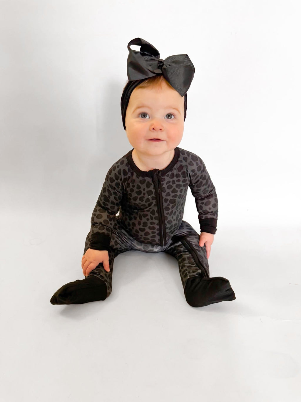 Charcoal Cheetah Double Zippy Romper