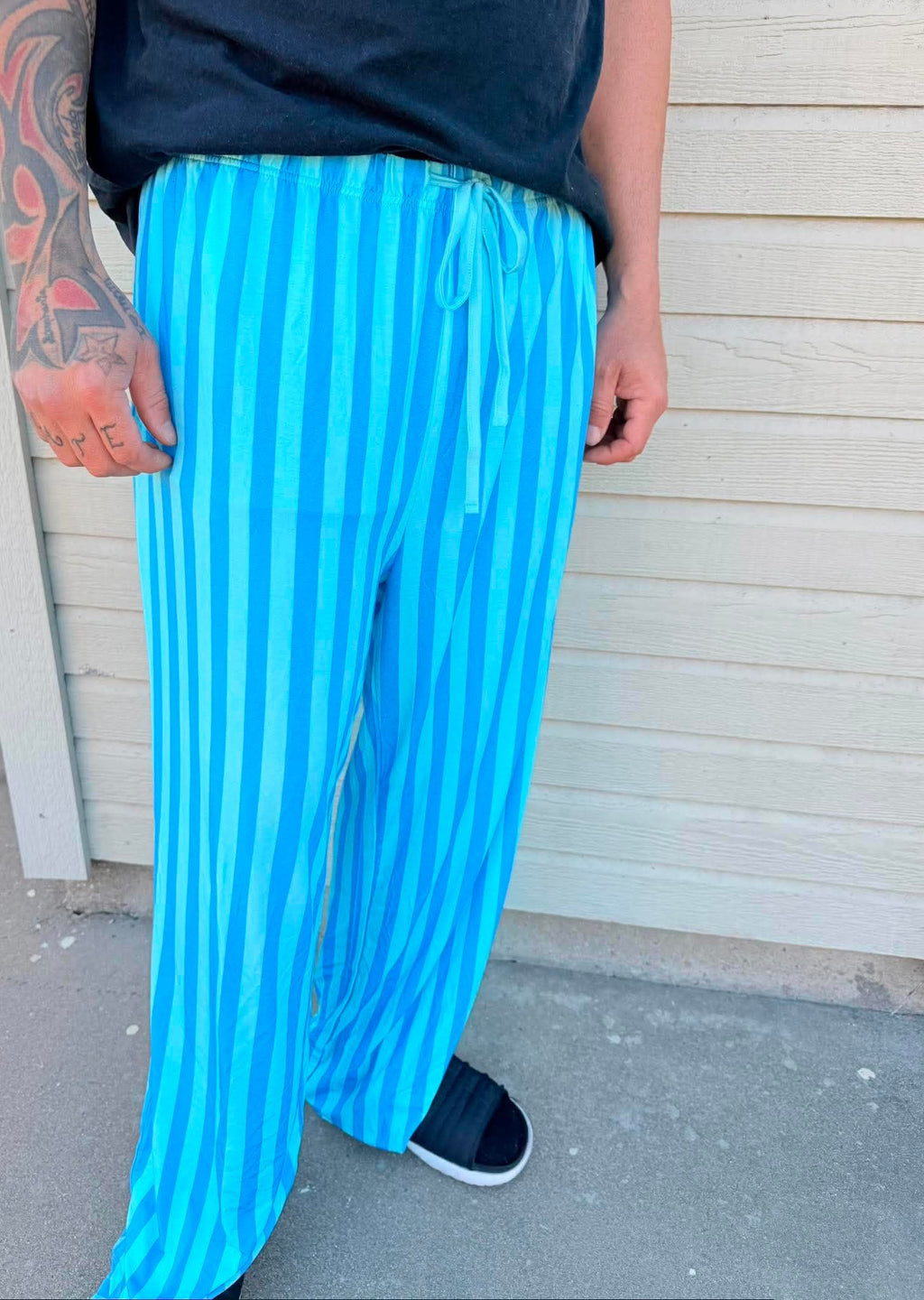 Blue Raspberry Striped Unisex Straight Leg Pants
