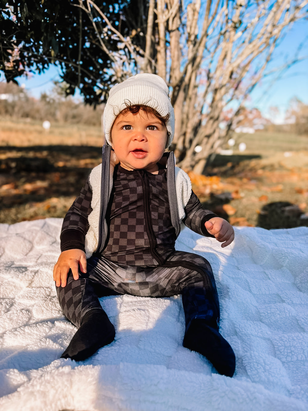 Midnight Checks Double Zippy Romper