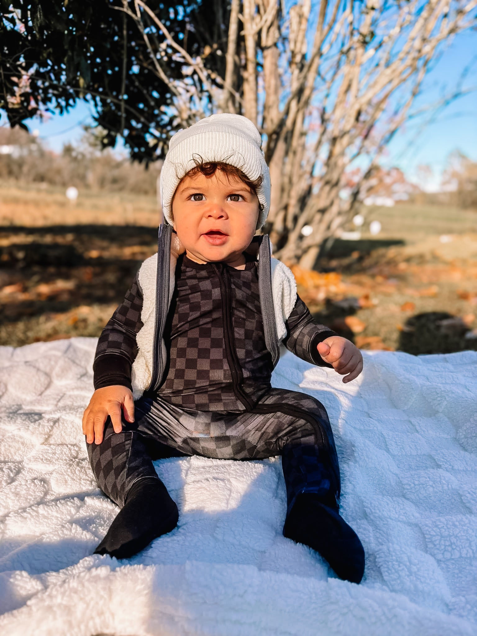 Midnight Checks Double Zippy Romper