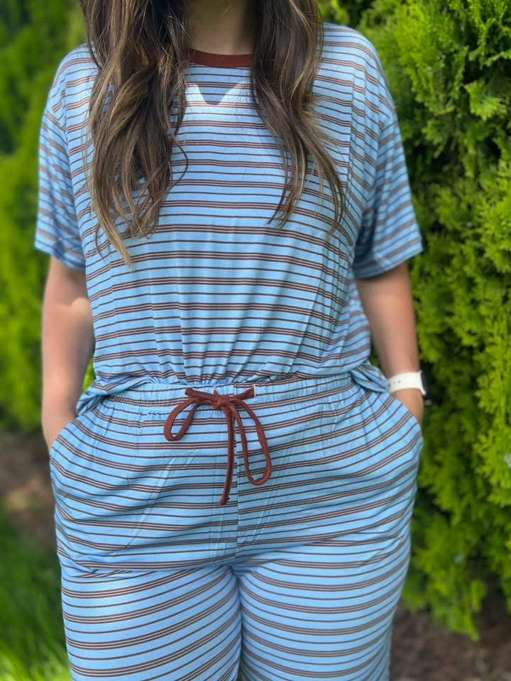 Seaside Stripes Womens Lounge Pant Set