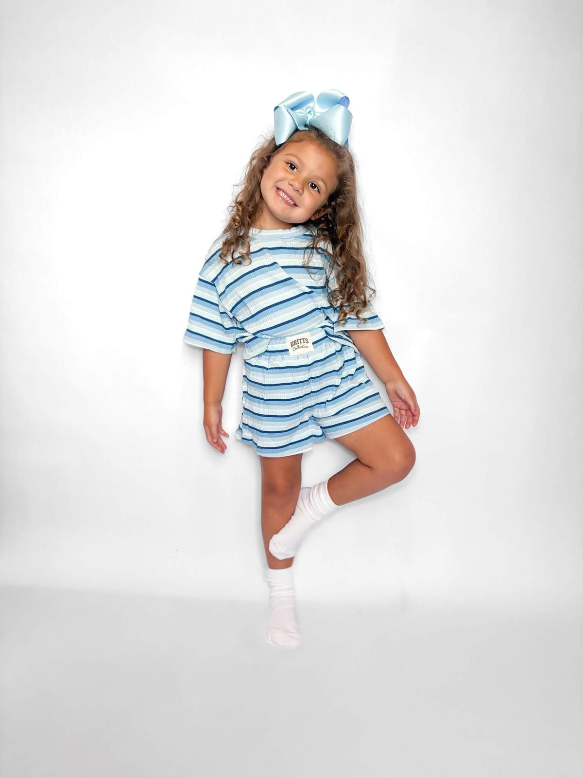 Blue Raspberry Kids Ribbed Short Set