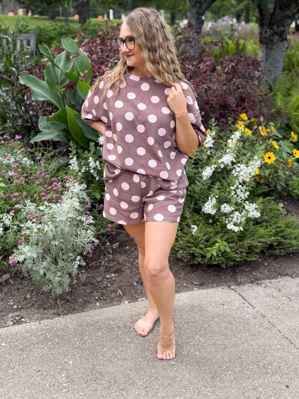 Cherry Truffle Waffle Knit Short Set