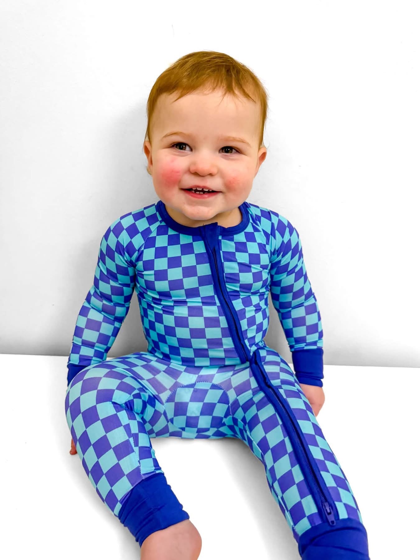 Marine Checks Double Zippy Romper