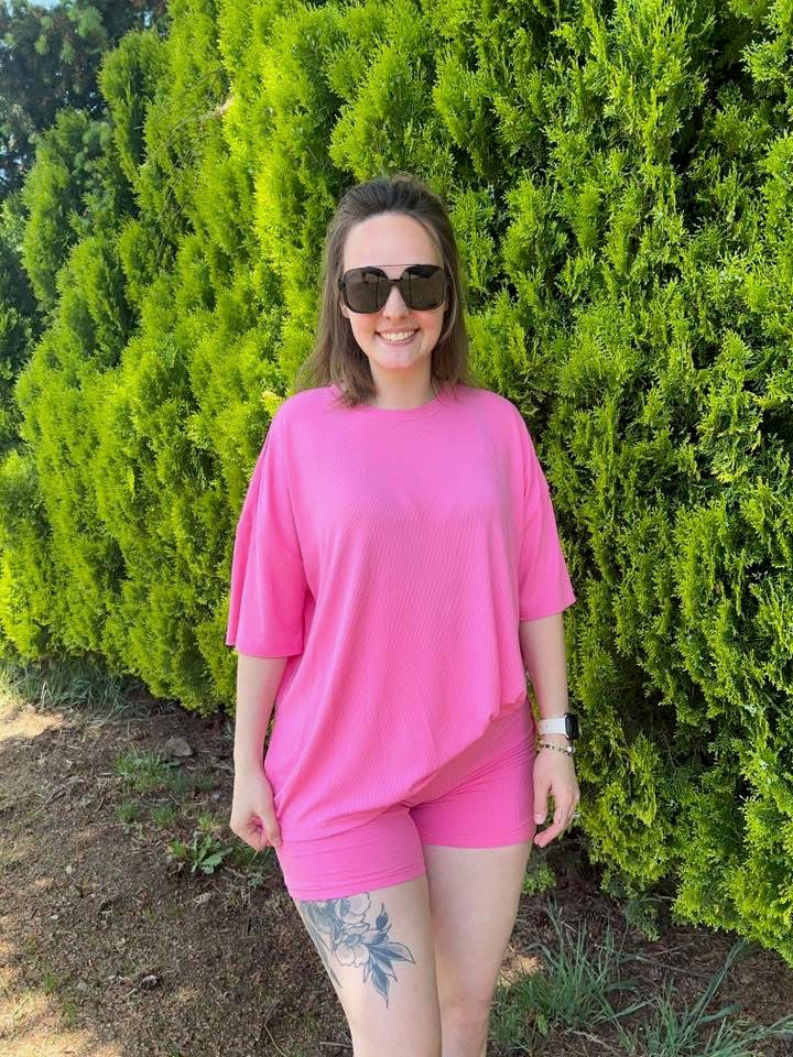 Pink Spritz Womens Biker Short Set