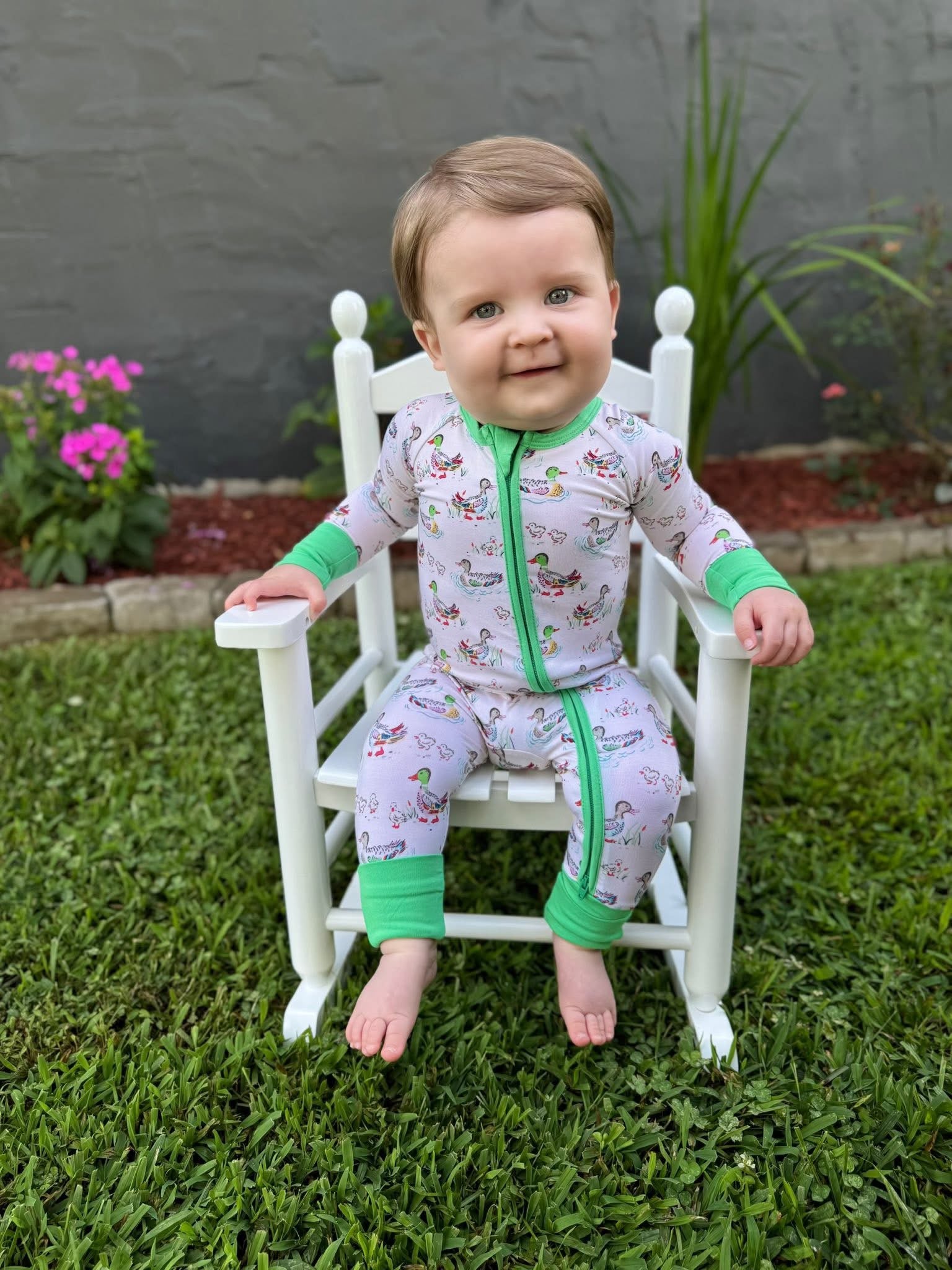Watercolor Ducks Double Zippy Romper