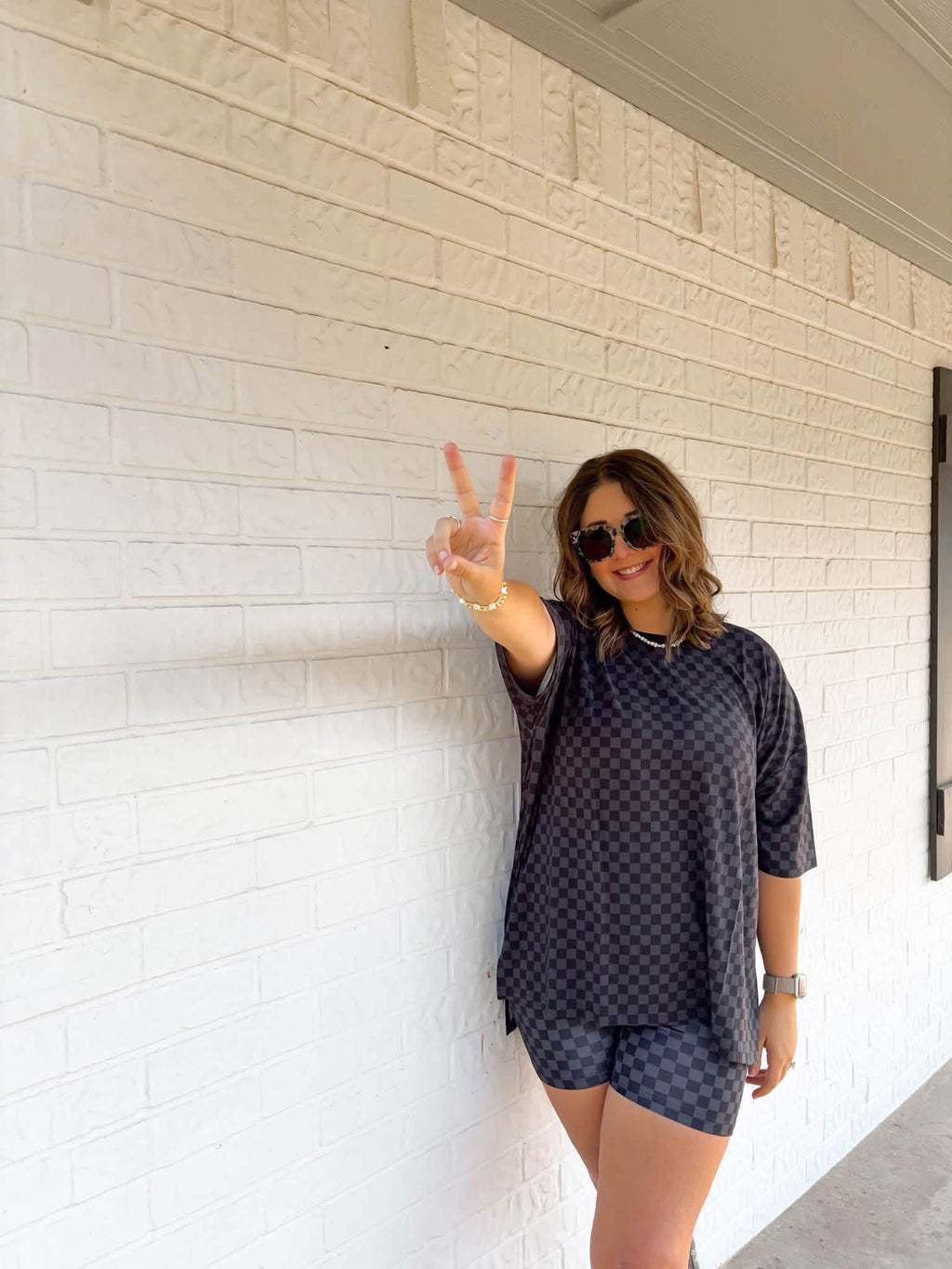 Ink & Onyx Checks Womens Biker Short Set
