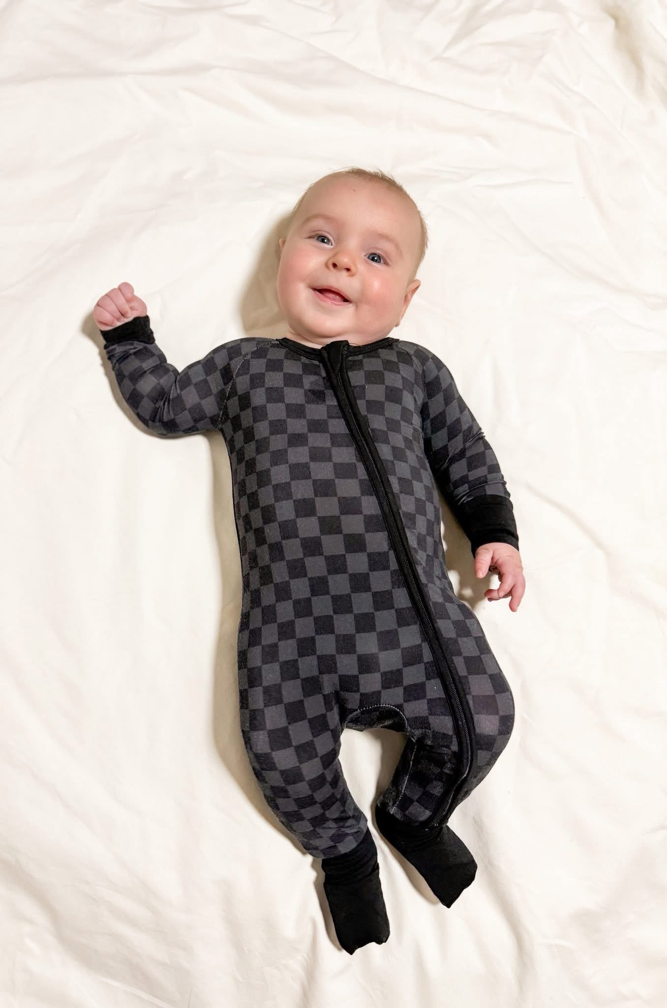 Midnight Checks Double Zippy Romper