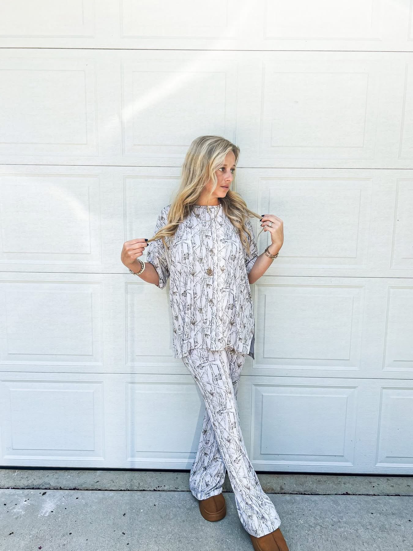 Snow Camo Womens Daywear Pant Set