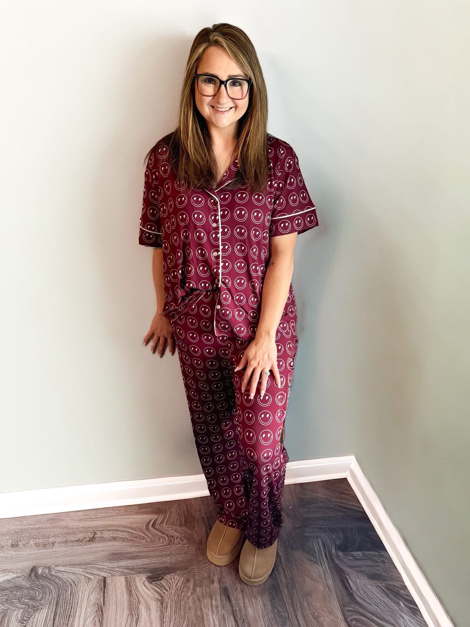 Merlot Smileys Womens Pant Set