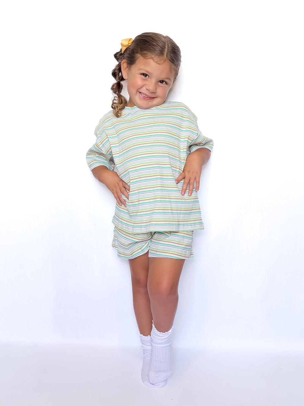 Muted Summer Kids ribbed knit short set