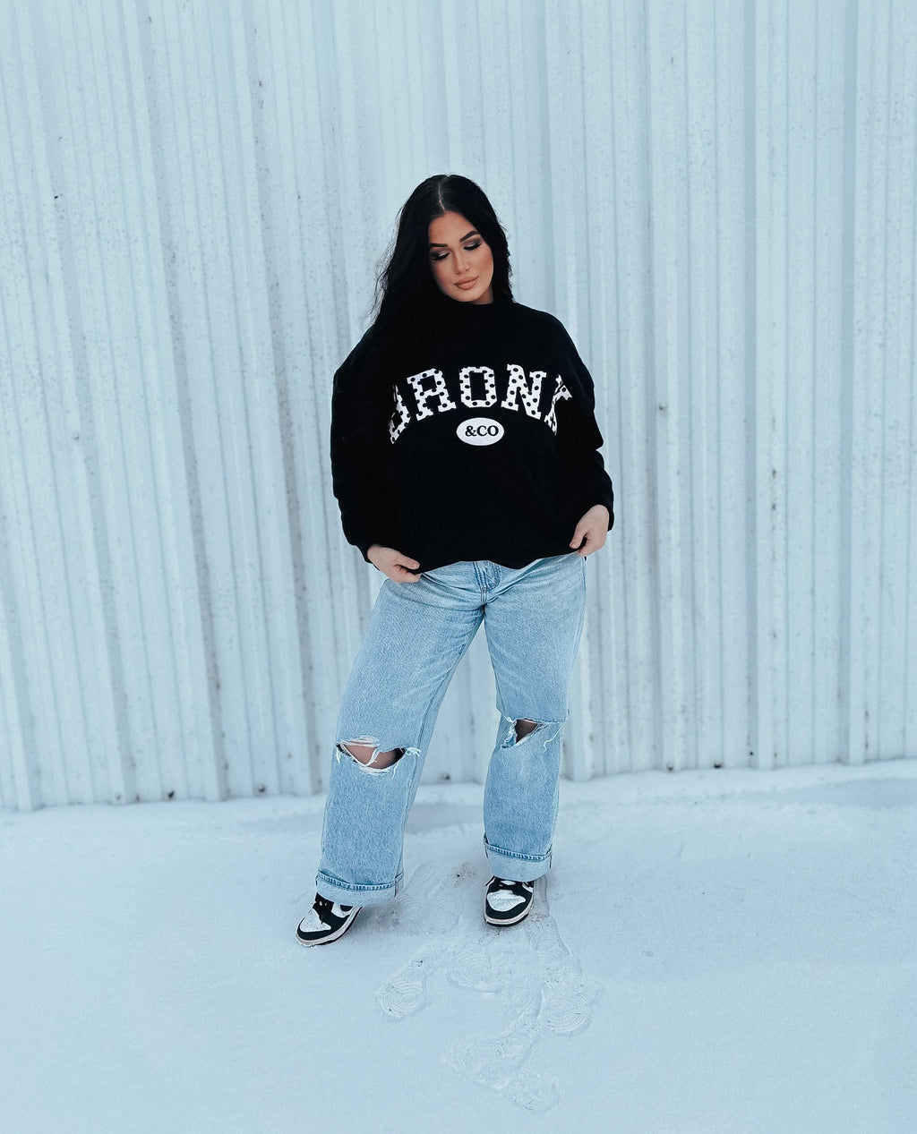 Bronx&Co. Black with Polka dots Mock neck Sweater