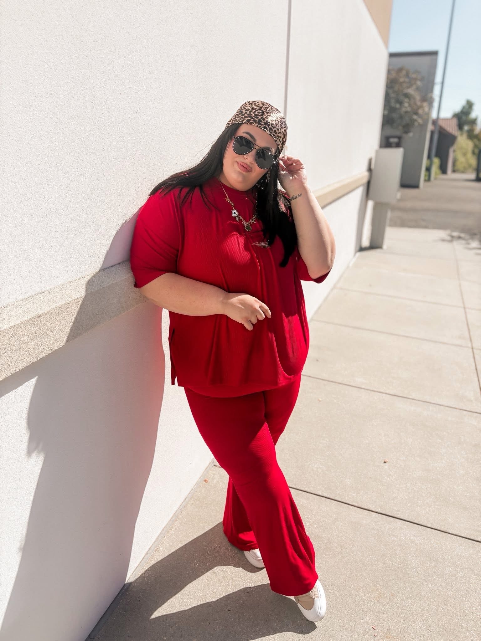 Cranberry Womens Ribbed Daywear Pant Set