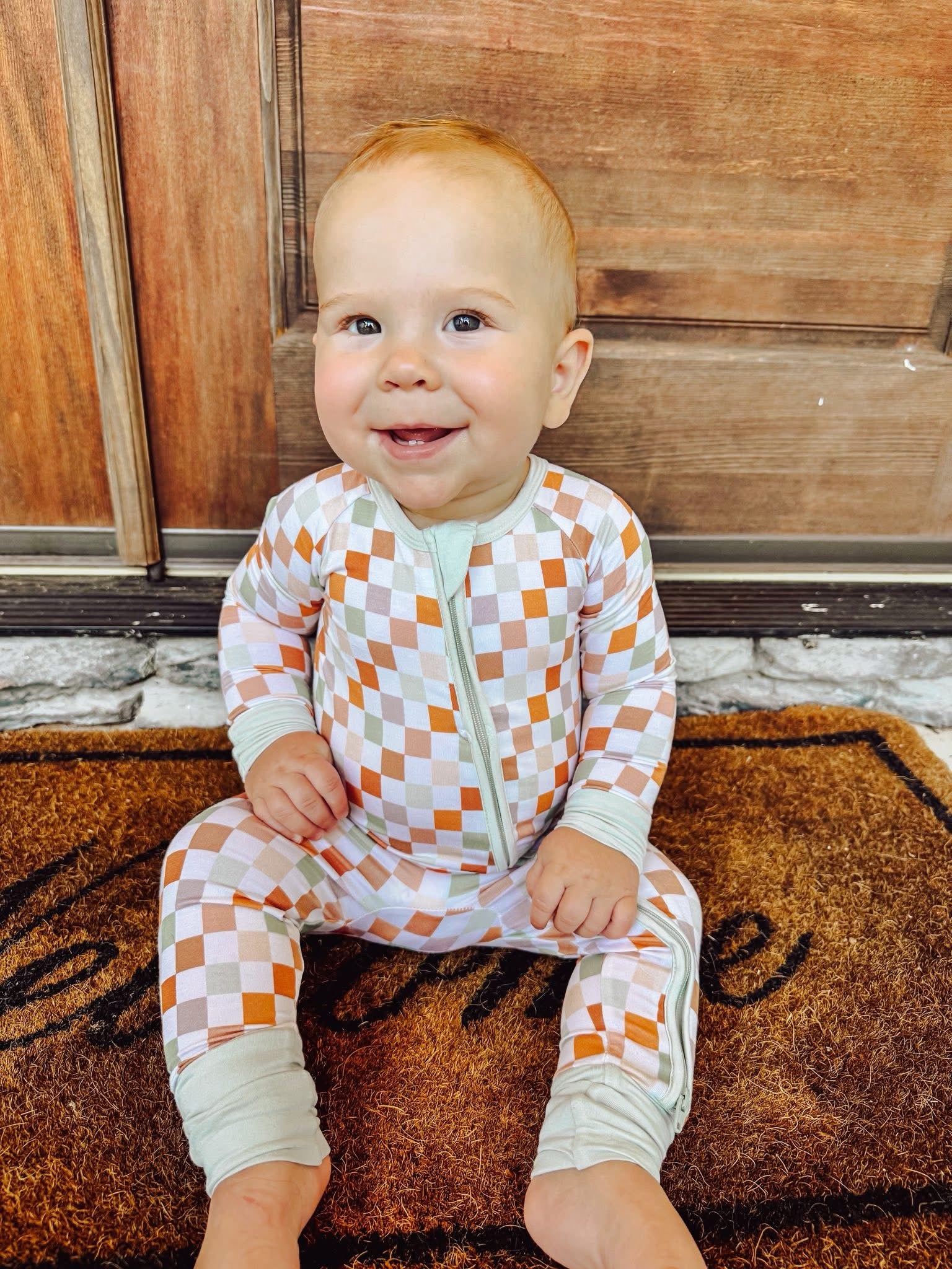 Harvest Checks Double Zippy Romper