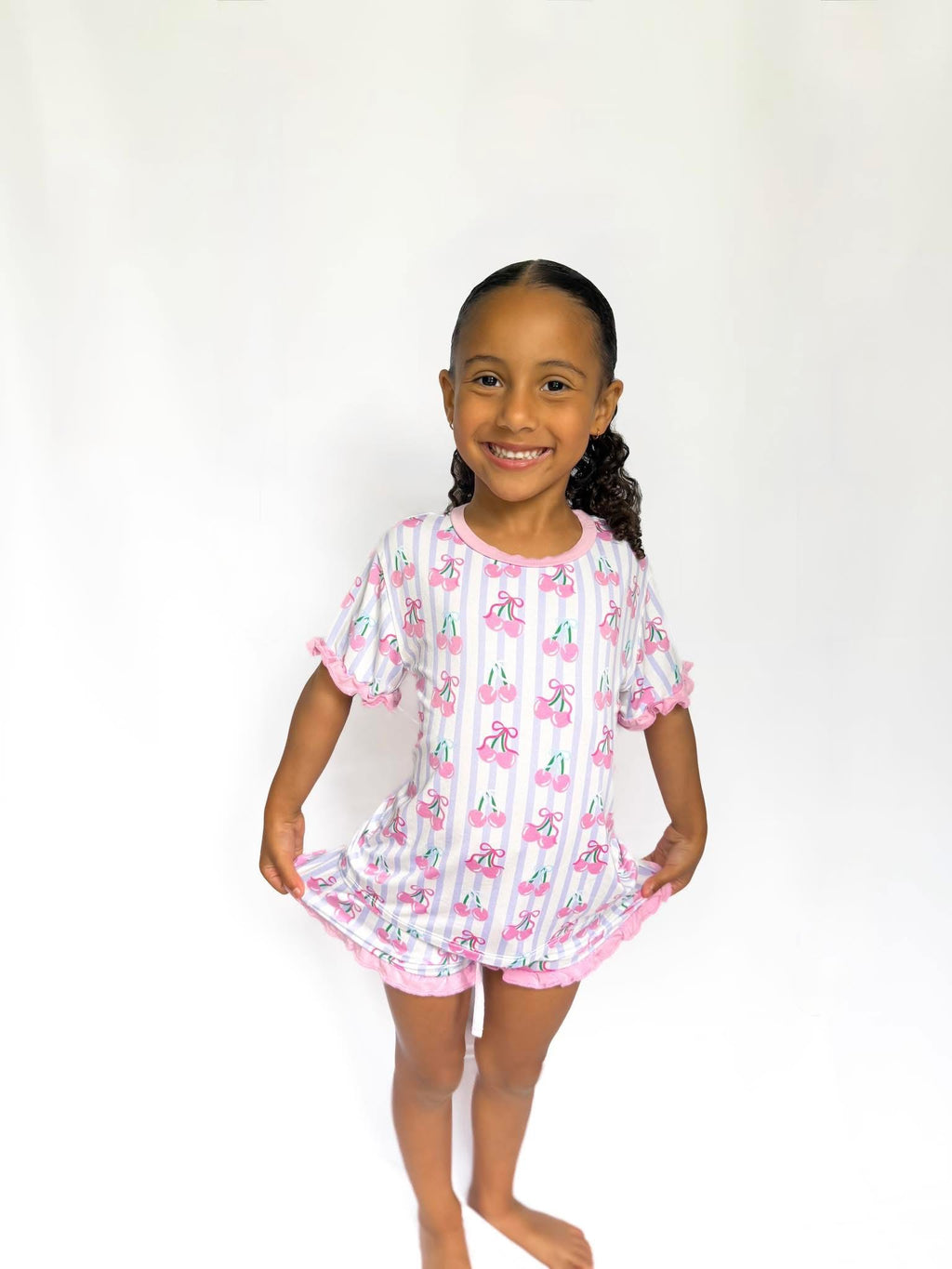 Coquette Cherries Kids Ruffle Short Set
