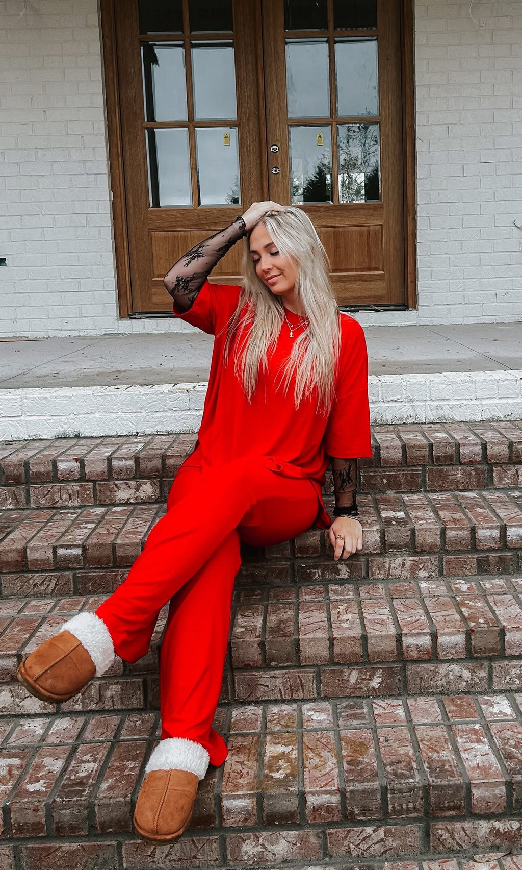 Cranberry Womens Ribbed Daywear Pant Set