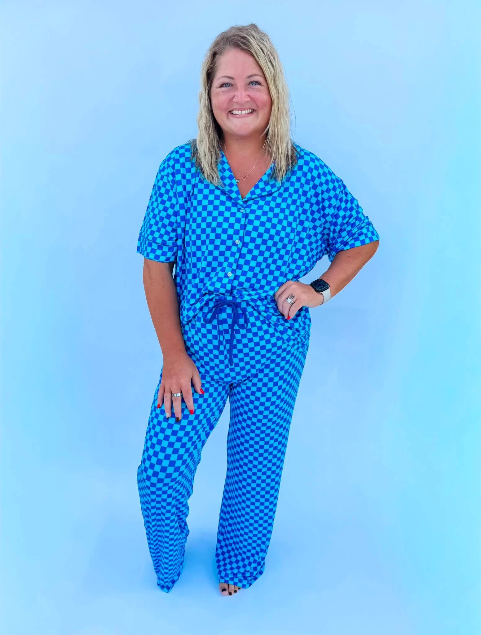 Marine Checks Womens Pant Set