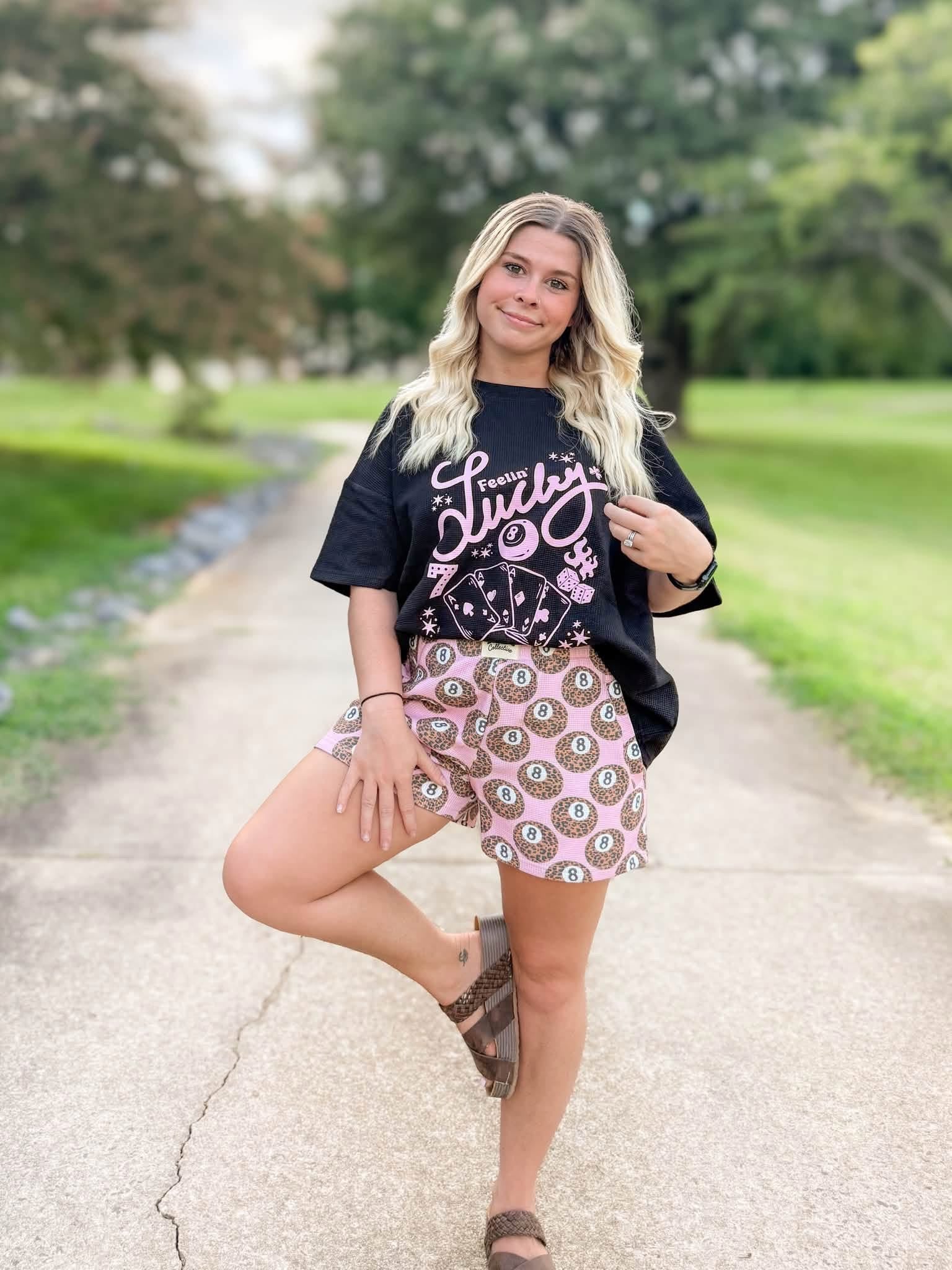 Feeling Lucky Waffle Knit Short Set
