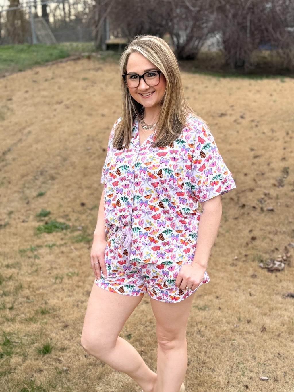 Spring Flutters Womens Short Set