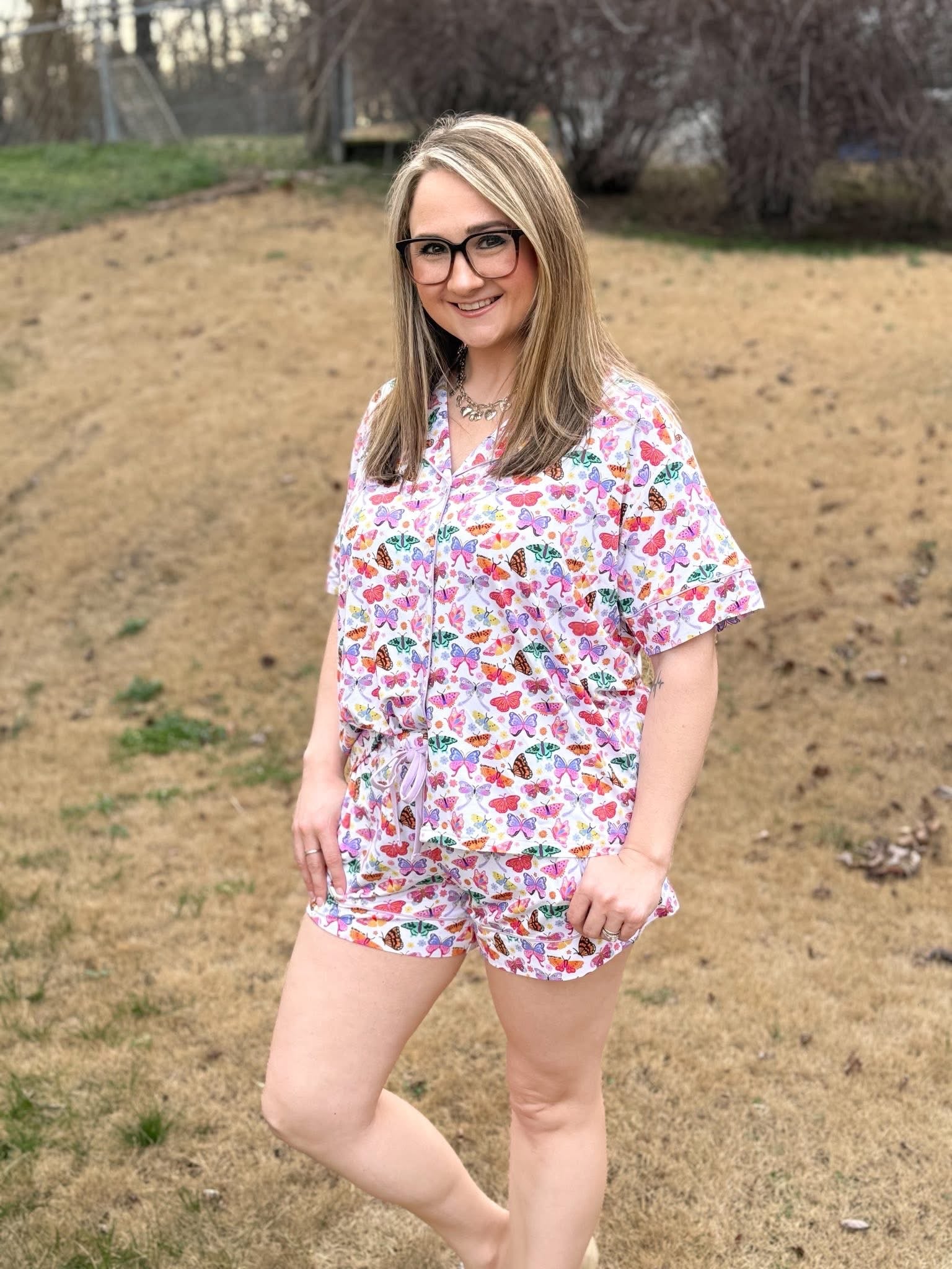 Spring Flutters Womens Short Set