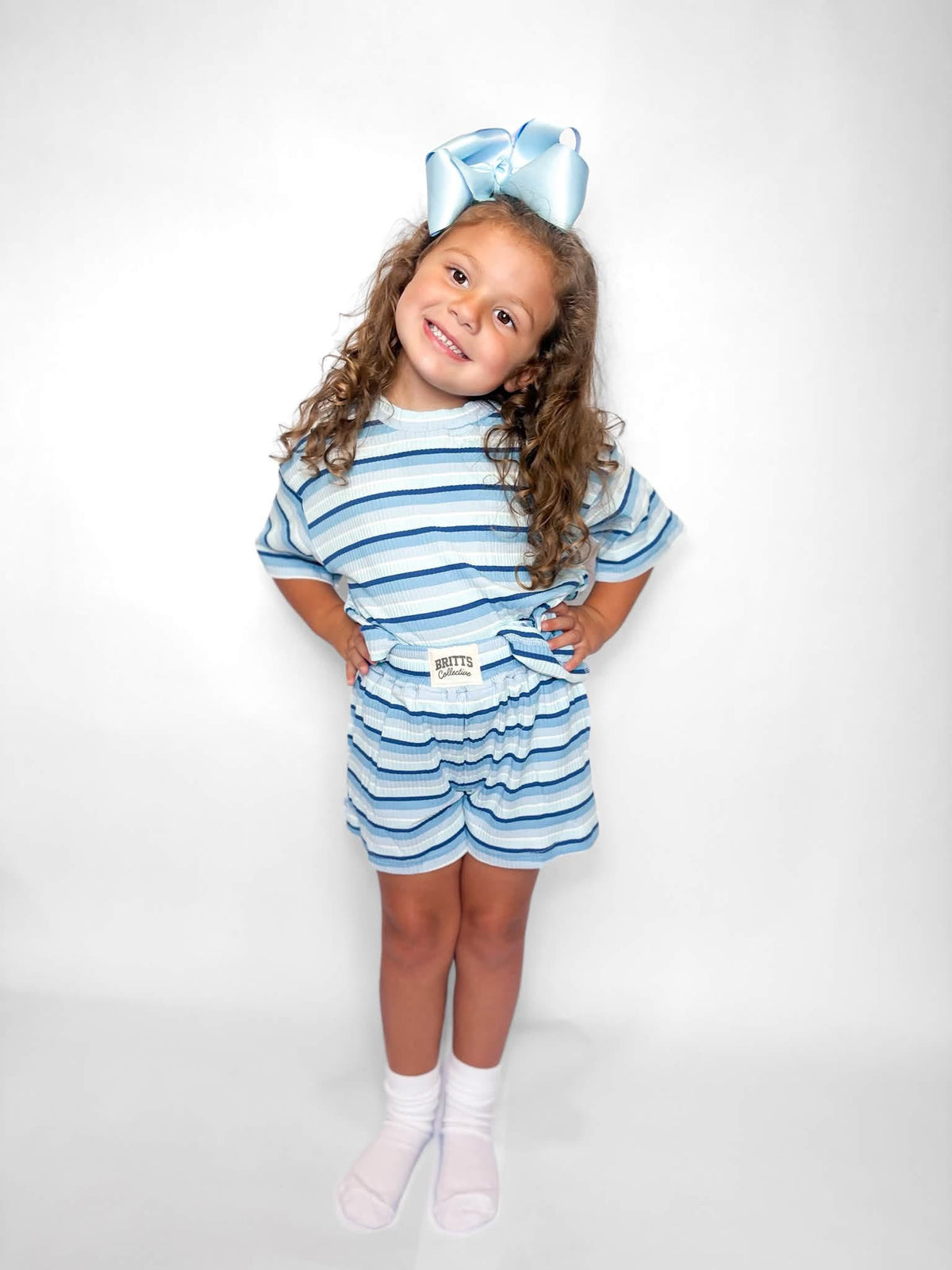 Blue Raspberry Kids Ribbed Short Set