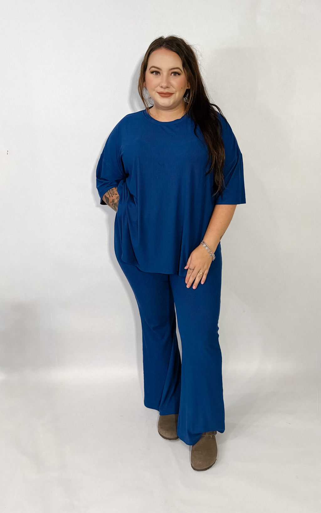 Blueberry Womens Ribbed Daywear Pant Set