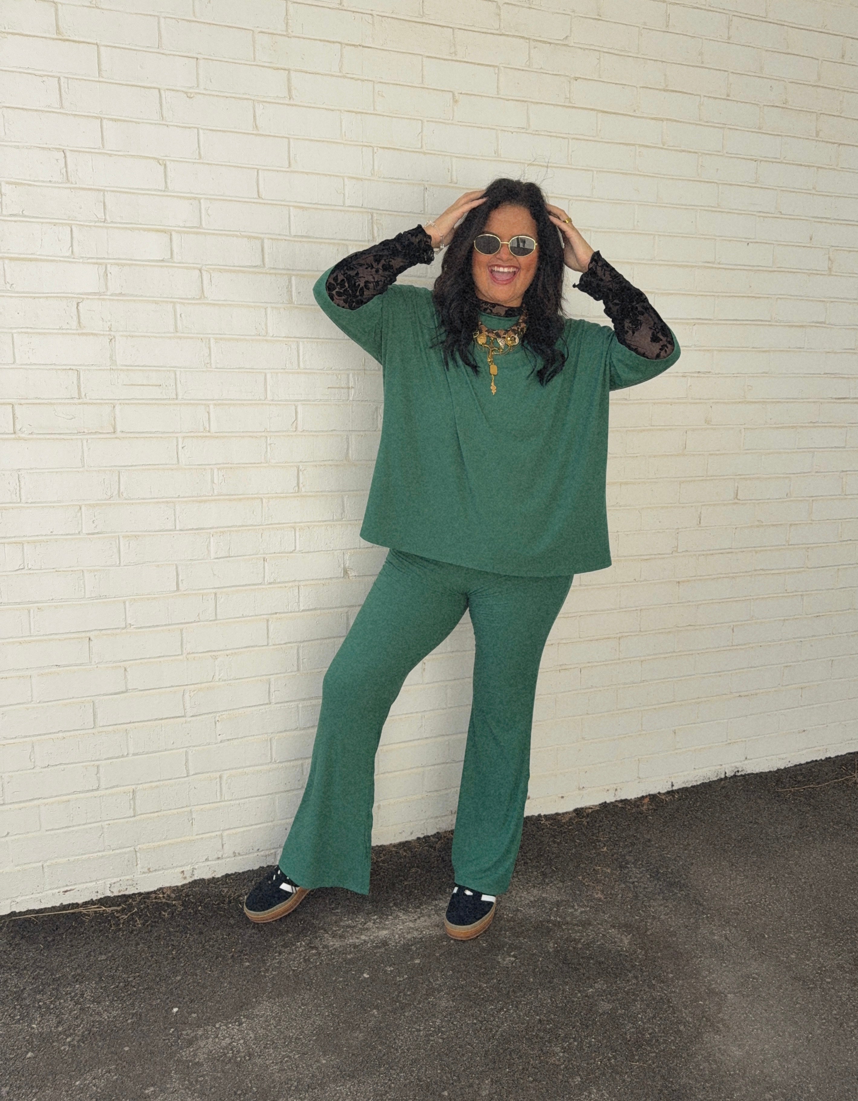 Evergreen Womens Ribbed Daywear Pant Set