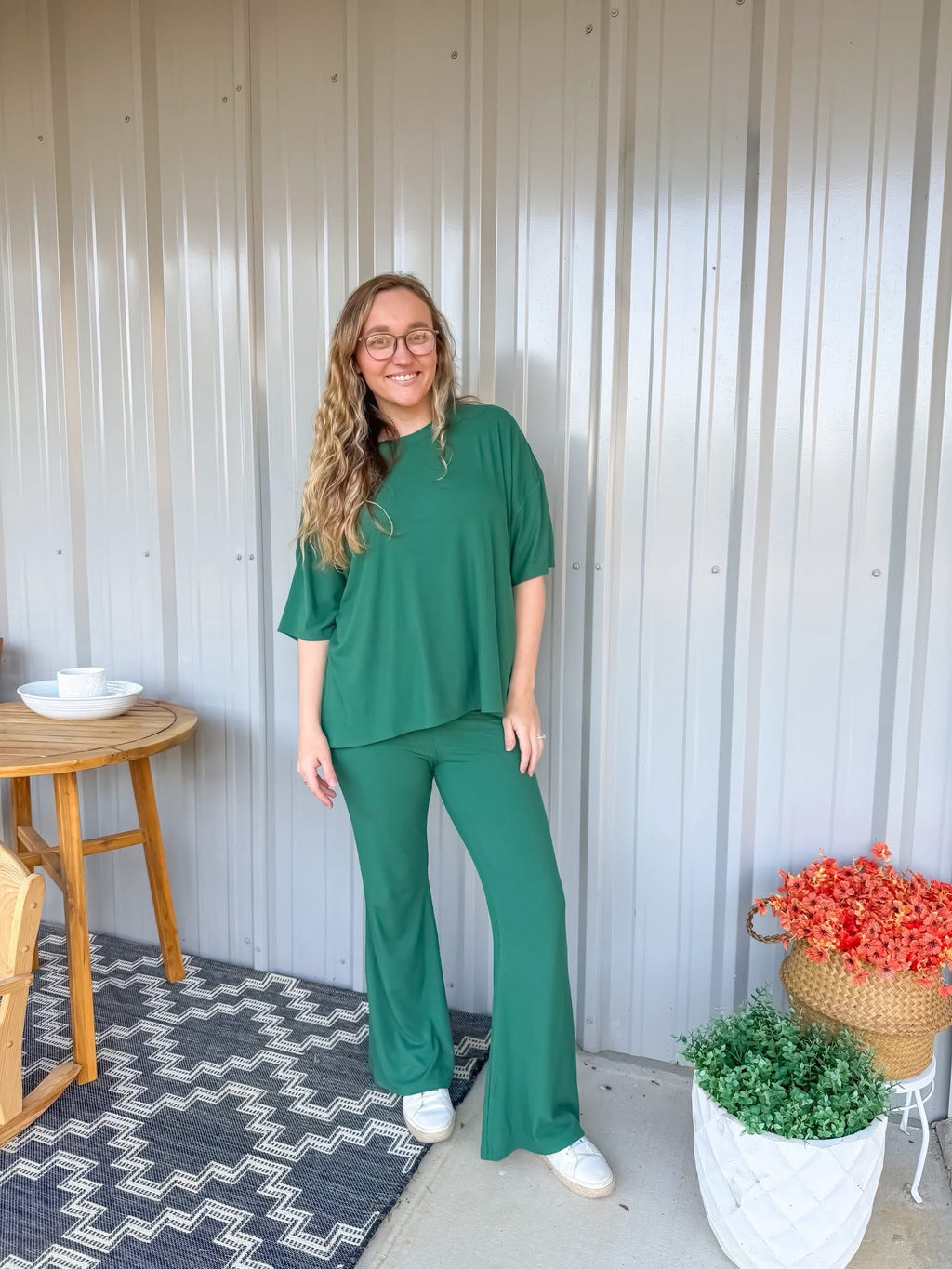 Evergreen Womens Ribbed Daywear Pant Set