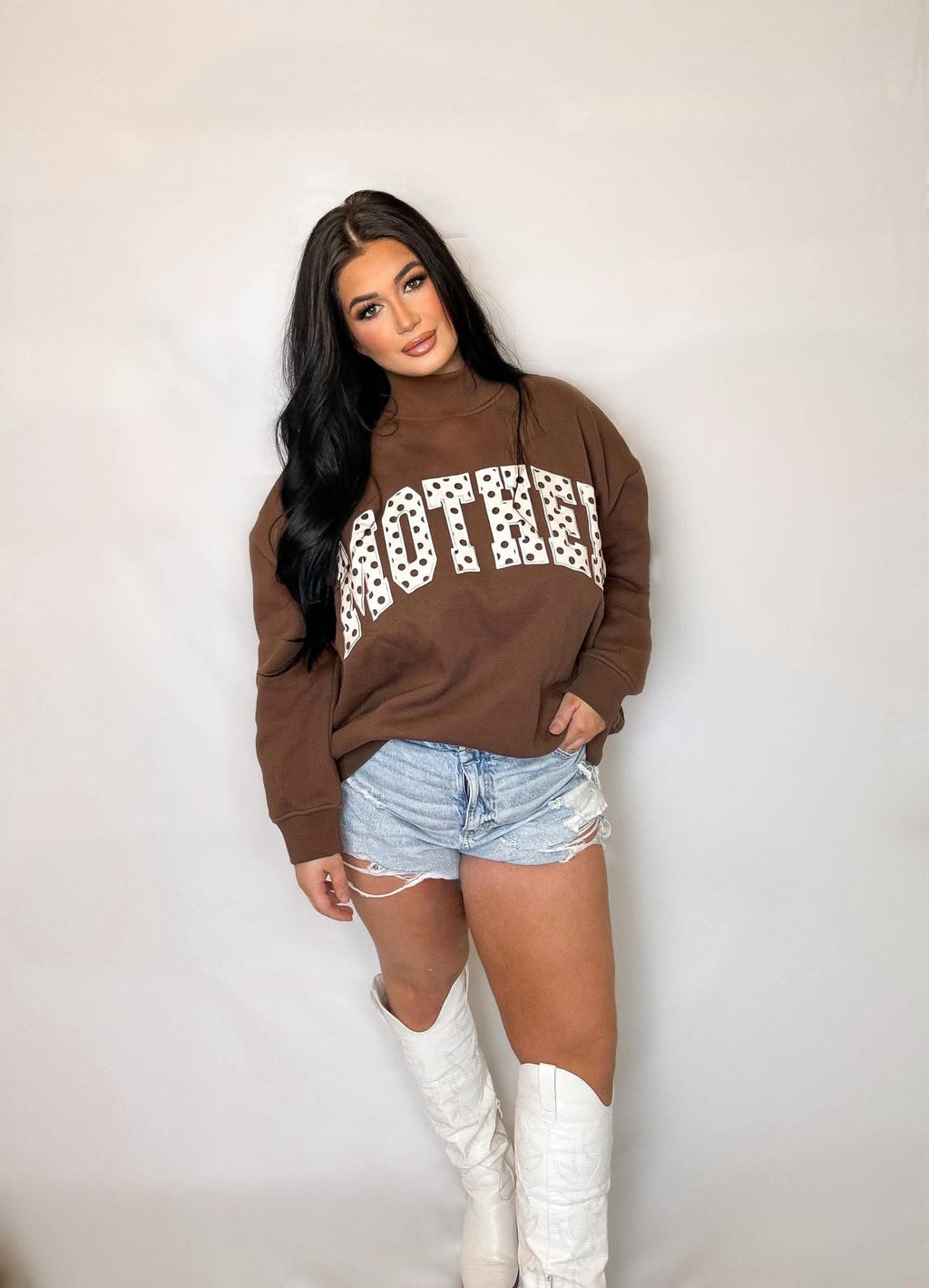 Mother Brown Polka dot Mockneck Sweater