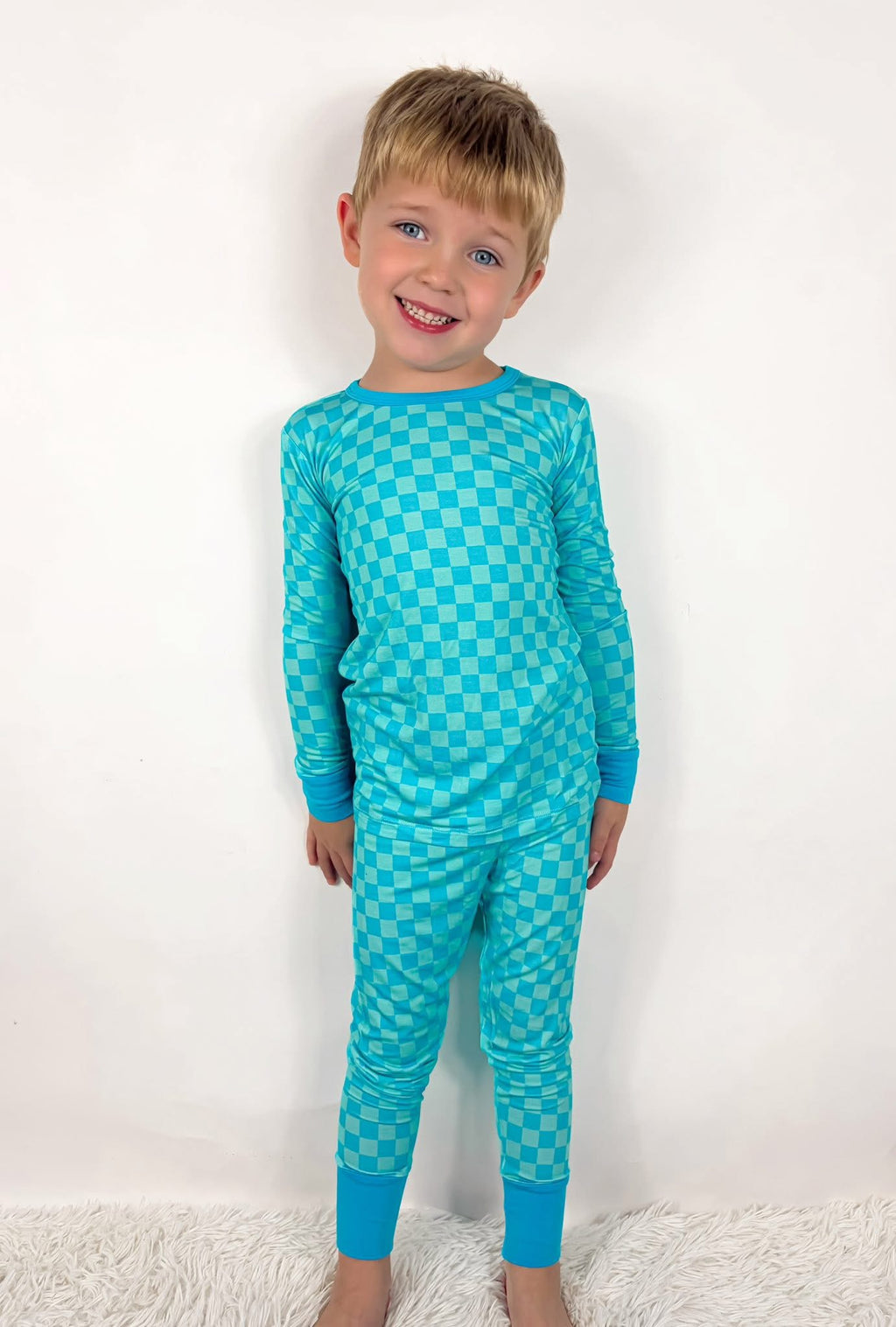 Blue Checkered Two Piece Set