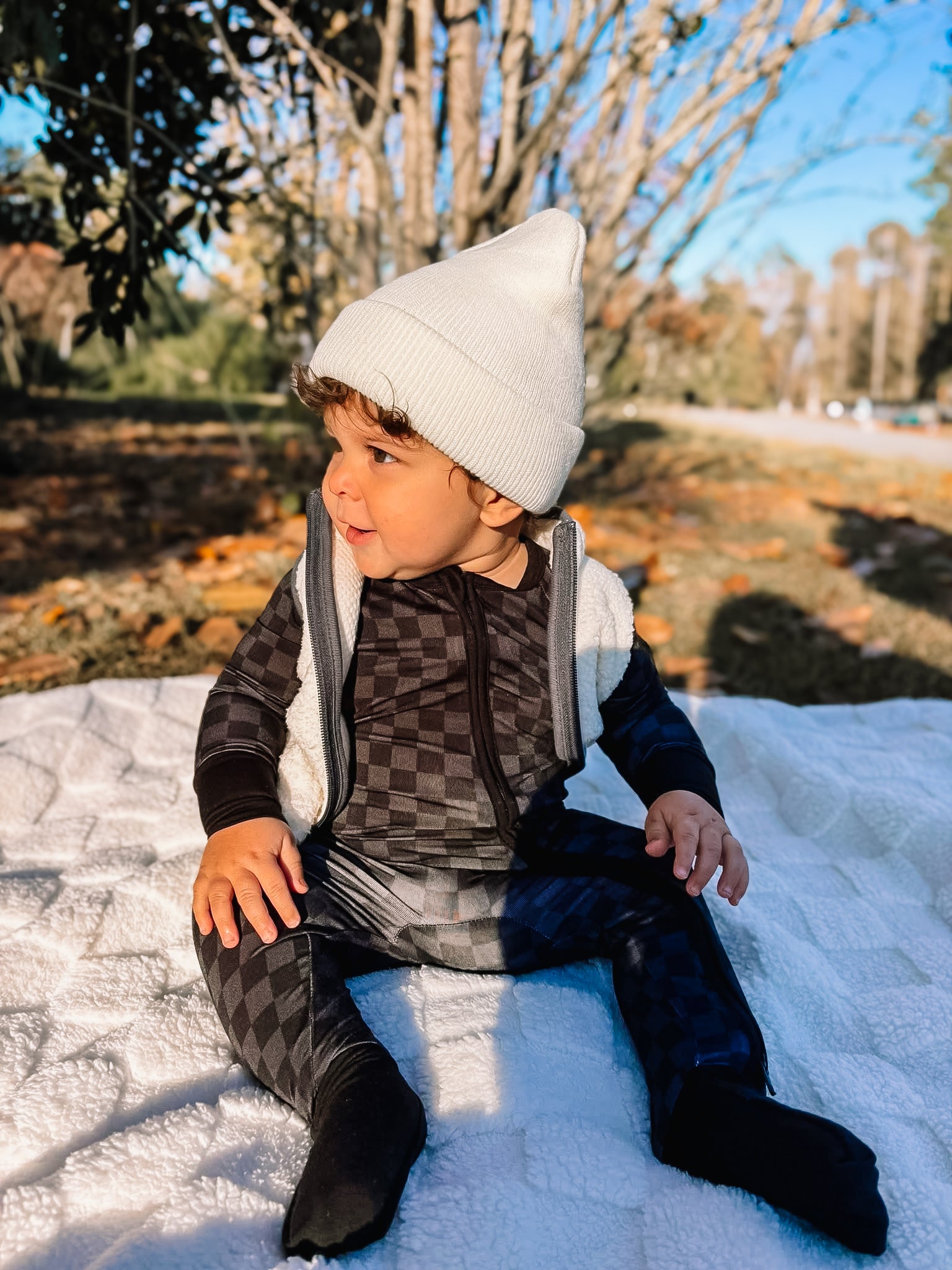 Midnight Checks Double Zippy Romper